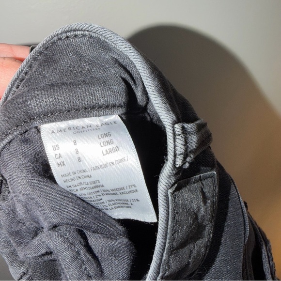 American Eagle Outfitters Women's Charcoal Black Ripped Skinny Jeans - Picture 5 of 5